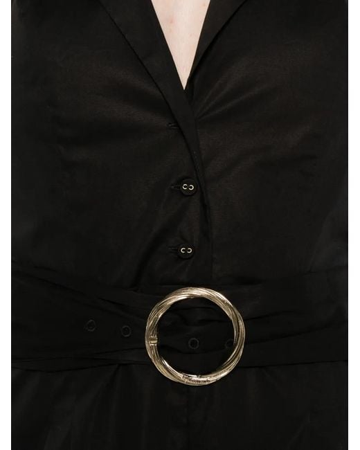 Twinset Black Collared Belted Jumpsuit