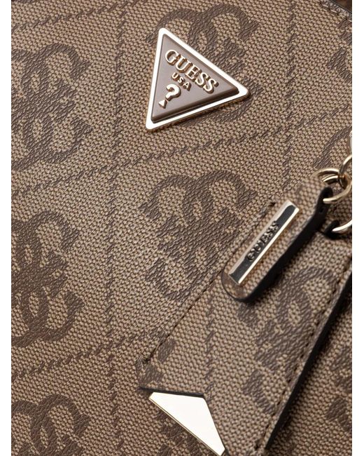 Guess Brown Sac Cabas Meridian À Monogramme Imprimé Et À Plaque Logo