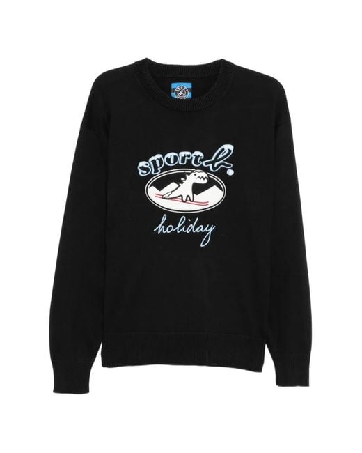 SPORT b. by agnès b. Black Ski Dino Christmas Sweater for men