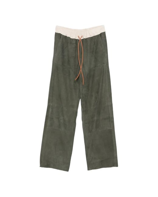SONIA CARRASCO Green Drawstring Suede Trousers