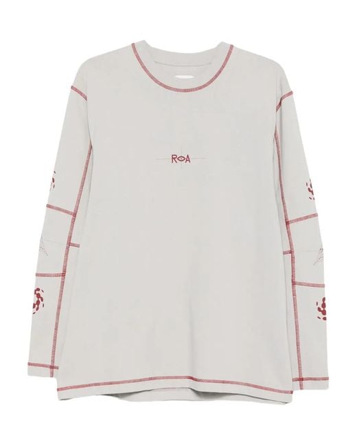 Roa White Stitch-Detail Long-Sleeve T-Shirt for men