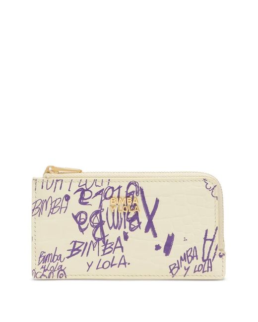 Bimba Y Lola White Logo Zip Wallet