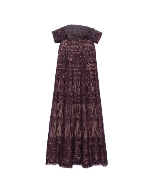 Saiid Kobeisy Purple Beaded Tulle Dress
