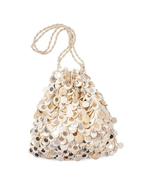 Lizzie Fortunato White Gala Sequin-Embellished Shoulder Bag