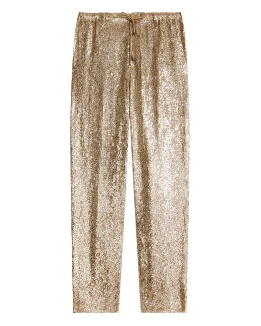 メンズ Dries Van Noten スパンコールトリム パンツ Natural