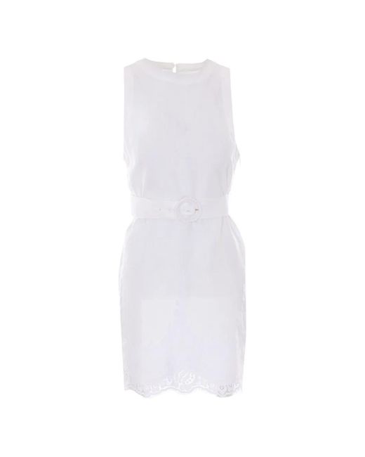 Twinset White Floral-Lace Belted Mini Dress