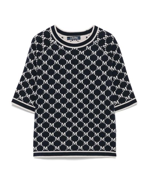 T-Shirt Con Effetto Jacquard di Max Mara in Black