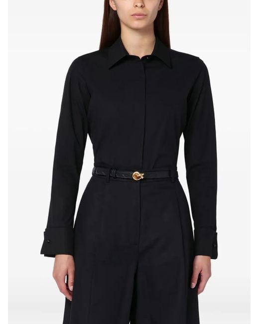 Max Mara Black Embroidered-Logo Long-Sleeve Shirt