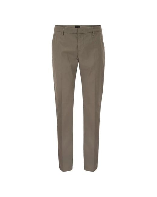 Dondup Gray Belt-Loops Trousers for men