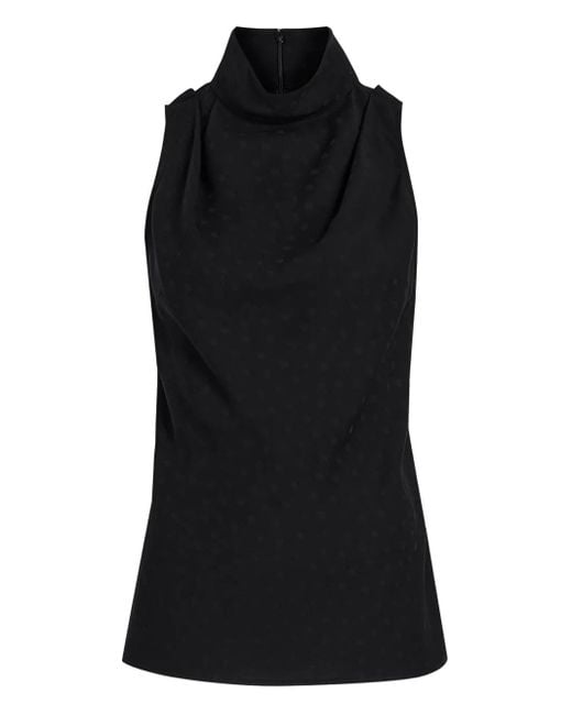 Proenza Schouler Black High-Neck Twist-Back Blouse