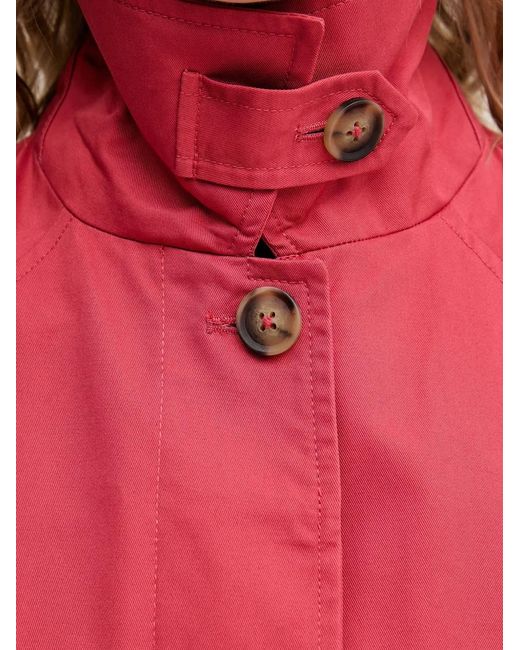 Benetton Red Raglan-Sleeve Button-Up Coat