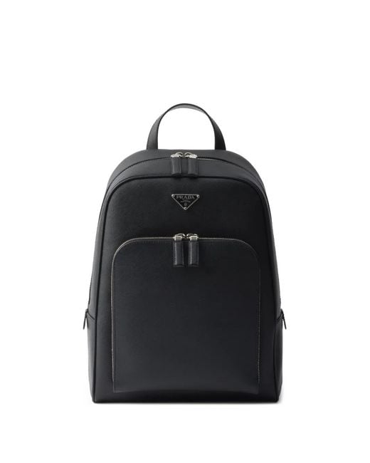 Prada Black Saffiano Leather Compact Backpack for men