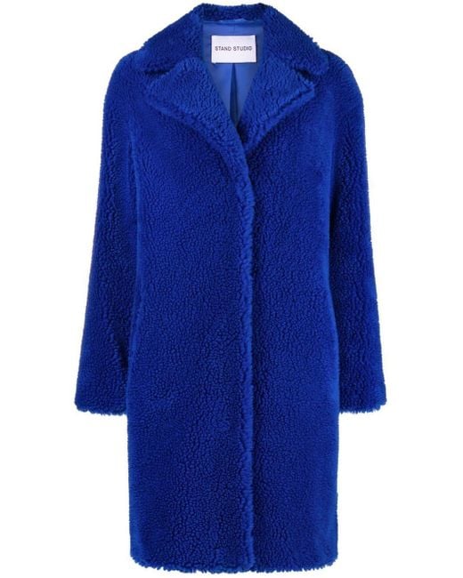 Stand Studio Faux-fur Coat in Blue | Lyst