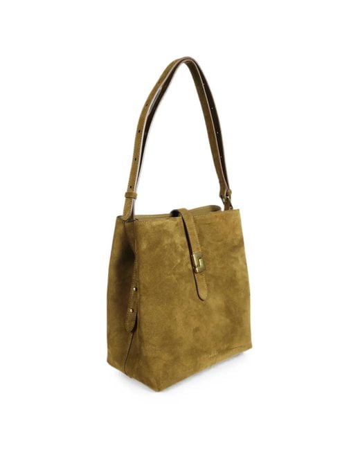 Soeur Metallic Bello Suede Shoulder Bag