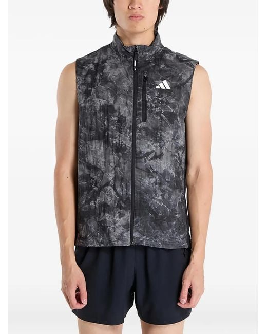 Adidas Blue Spray Dye-Effect Sleeveless Vest for men