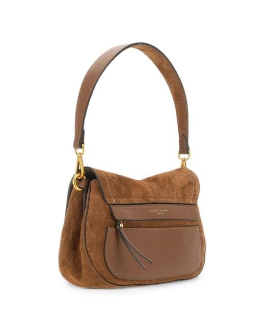 Gianni Chiarini Brown Medium Helena Round Suede Tote Bag