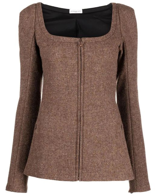 Veronique Leroy Brown Square-Neck Fitted Jacket