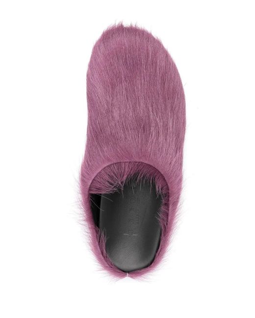 Marni Purple Long-Hair Calfskin Fussbett Sabot