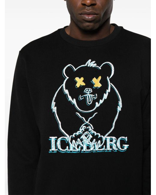 T-shirt con stampa di Iceberg in Black da Uomo
