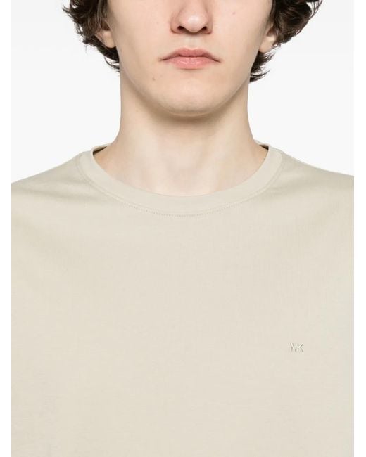 Michael Kors White Logo-Embroidered Cotton T-Shirt for men