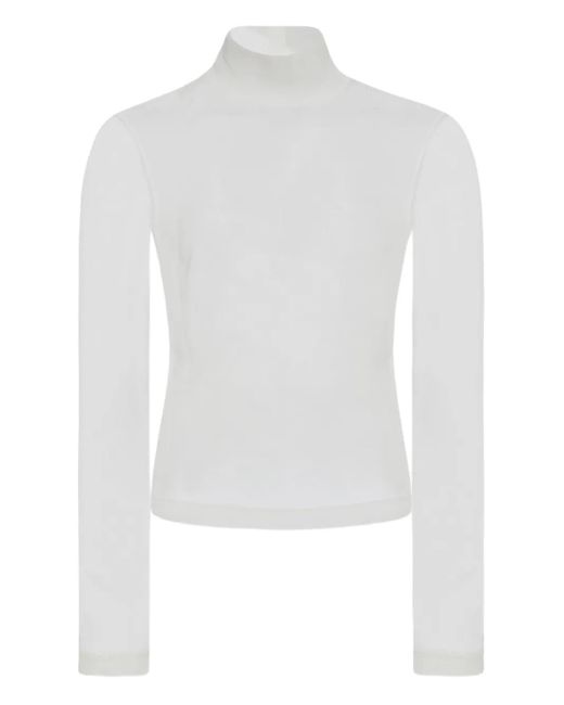 Top translúcido con cuello alto Rosetta Getty de color White