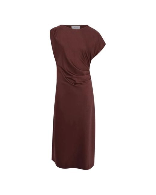 Yves Salomon Purple Asymmetrical Jersey Midi Dress