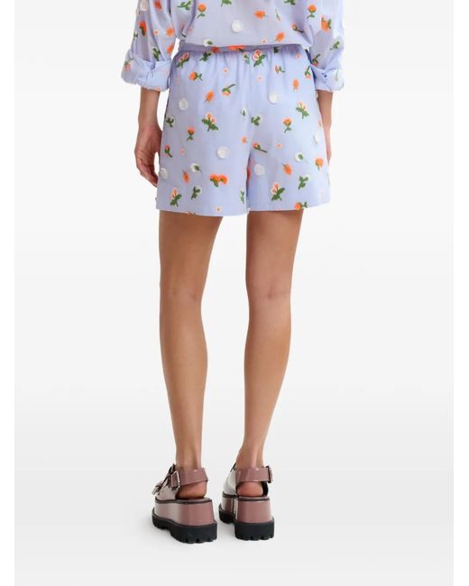 Essentiel Antwerp White Flower-Embellished Shorts