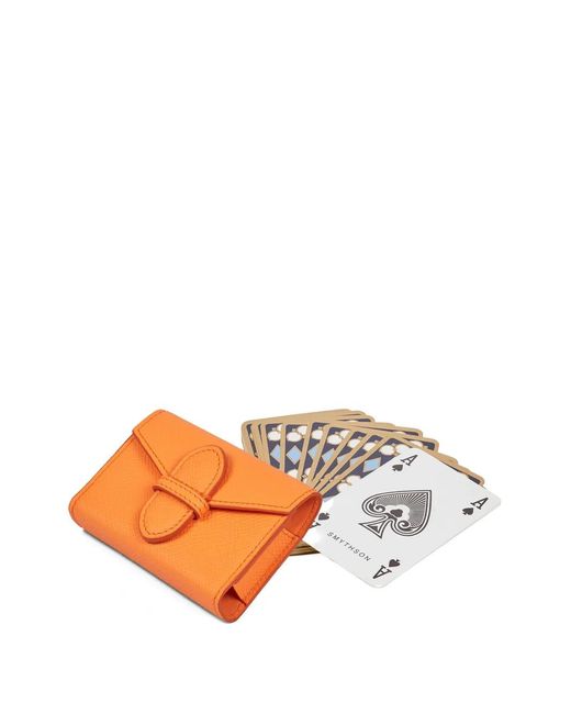 Smythson Orange Panama Single Playing Cards Case