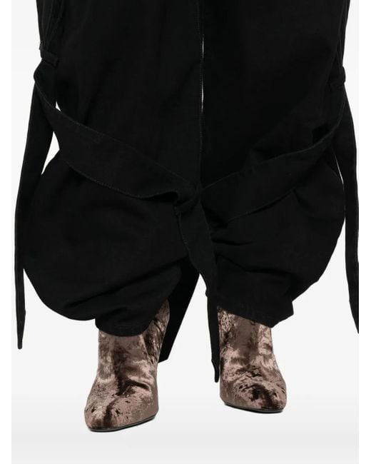 The Attico Black Voluminous Jeans With Unique Ties
