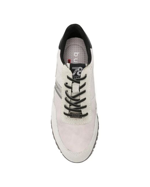 Bugatti White Panelled Suede Sneakers for men