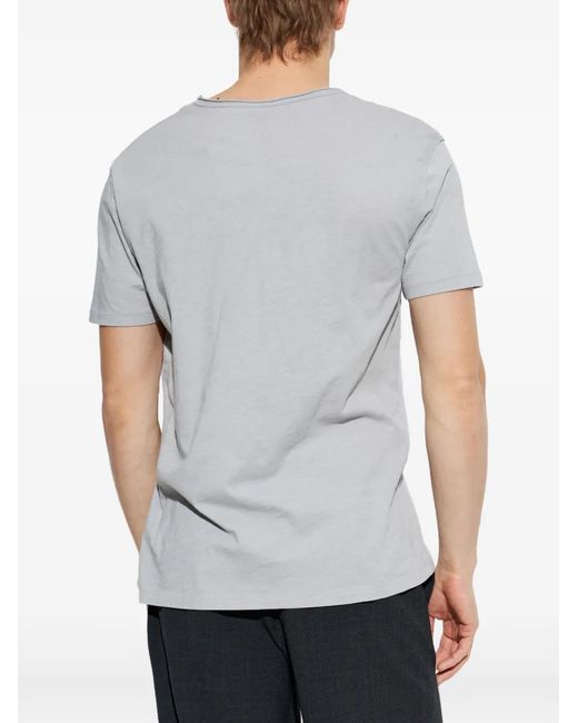 AllSaints Gray Figure Raw-Edge T-Shirt for men