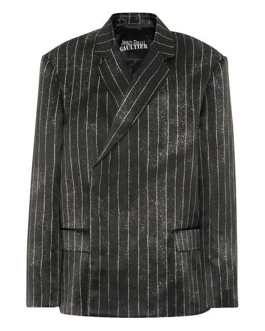 Jean Paul Gaultier Black Pinstripe-Pattern Jacket