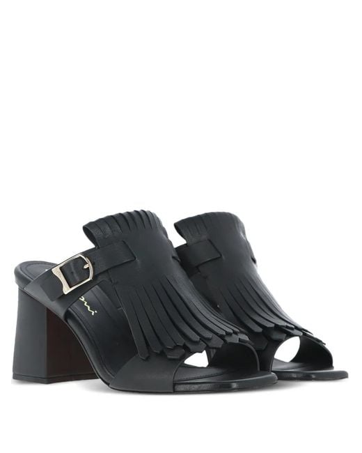 Santoni Black 75Mm Calyps75Fr Fringed-Detail Buckle Pumps