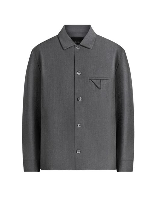 Manière De Voir Gray Leo Hatched Tailored Overshirt for men