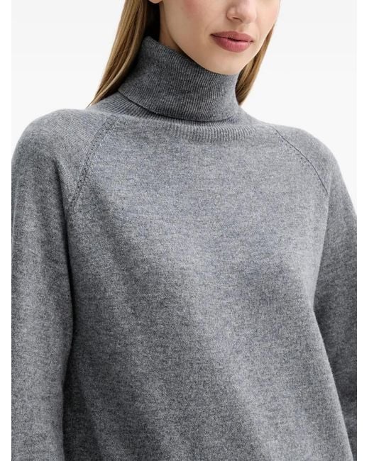 Fracomina Gray Roll-Neck Wool Sweater