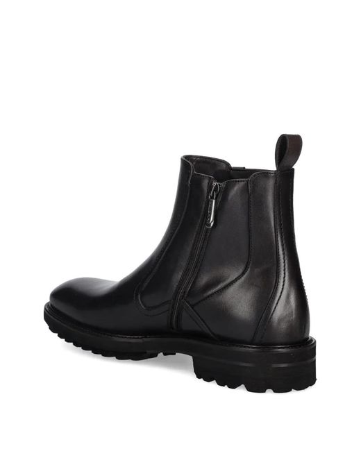 Baldinini Black Side-Zip Leather Chelsea Boots for men