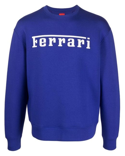 Ferrari Blue Embroidered-logo Sweatshirt for men