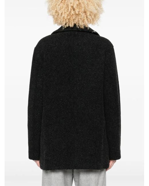 Harris Wharf London Black Double-Breasted Wool Coat