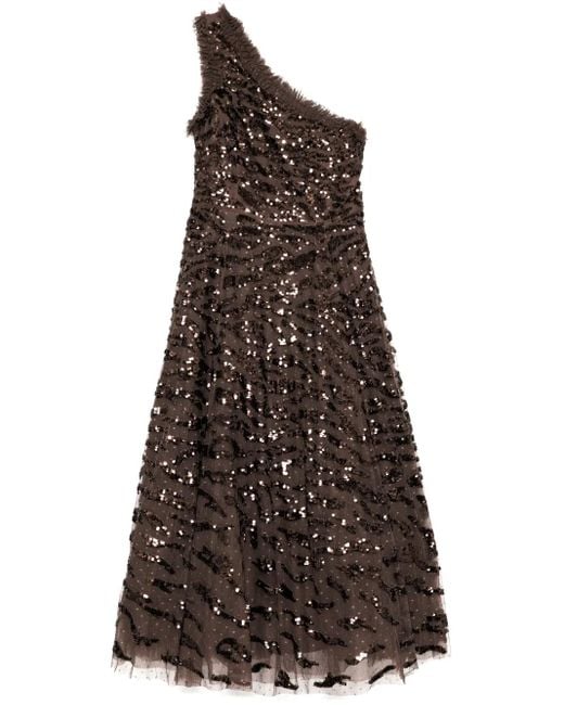 Needle & Thread Brown One-Shoulder Dress
