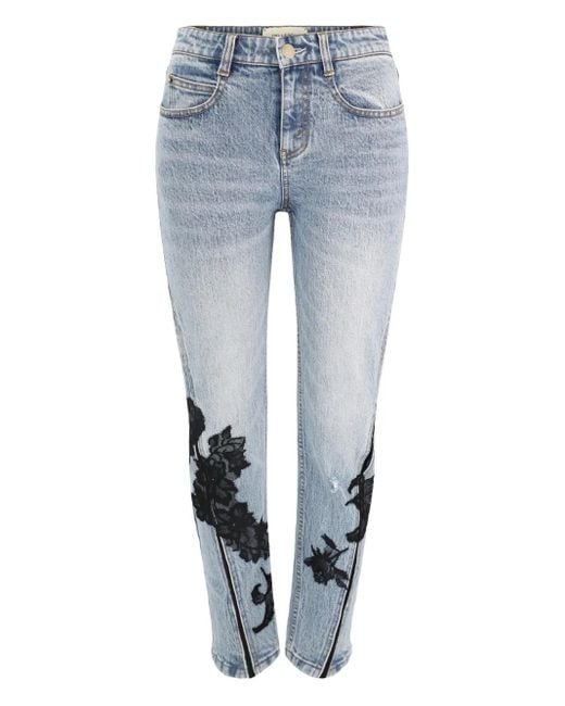 Hellessy Blue Angel Lace-Insert Denim Jeans