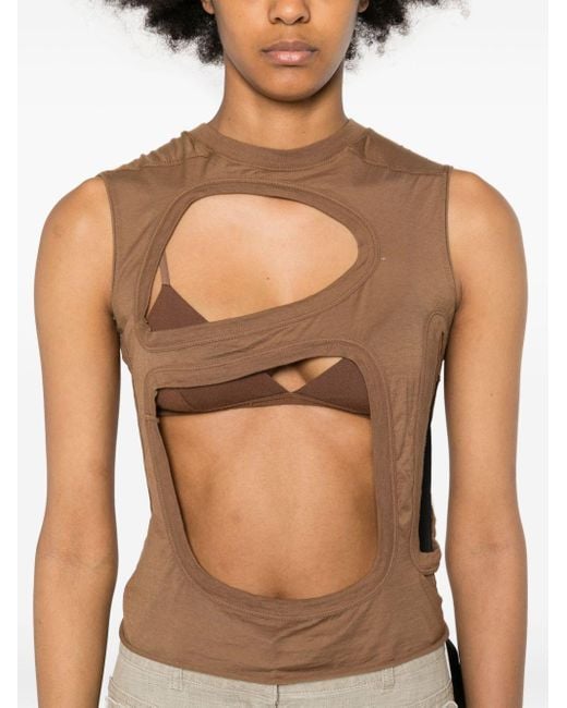 Rick Owens Brown Cut-out Sleeveless Top