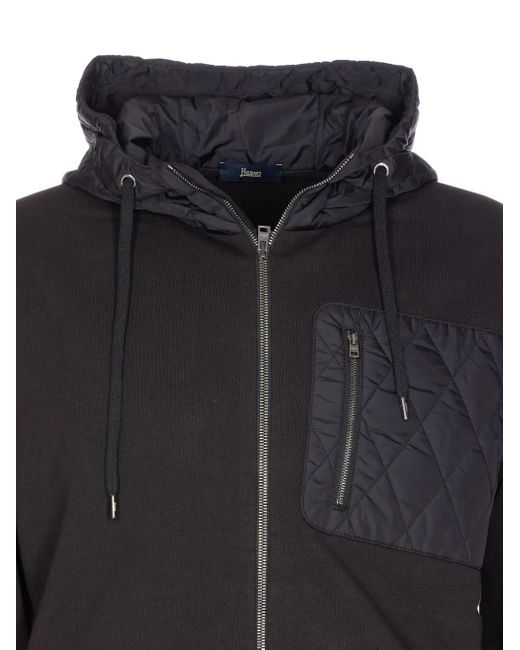 Herno Blue Quilted-Panel Zip-Up Sweatshirt for men