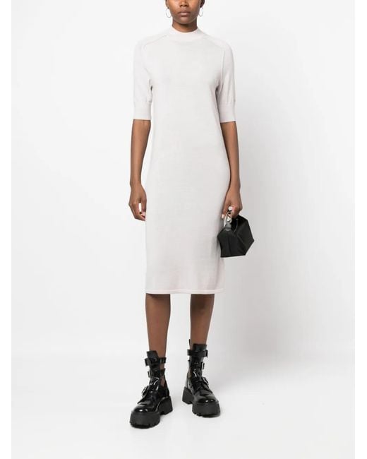 Calvin Klein White Long Wool Dress