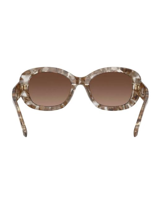 Tory Burch Brown Marble-Effect Oval-Frame Sunglasses