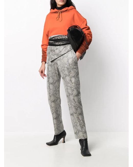 Y. Project Gray High-Waisted Python-Effect Trousers