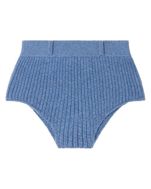 Alanui Blue Knitted High-Waisted Shorts