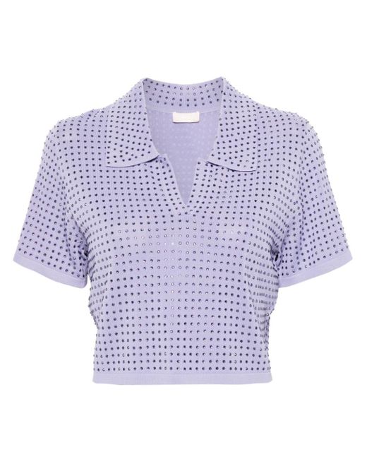 Liu Jo Purple Crystal-embellished Knitted Polo Shirt