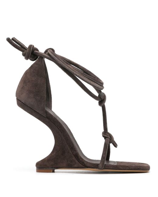 Rick Owens Brown 115mm Cantilever Suede Sandals