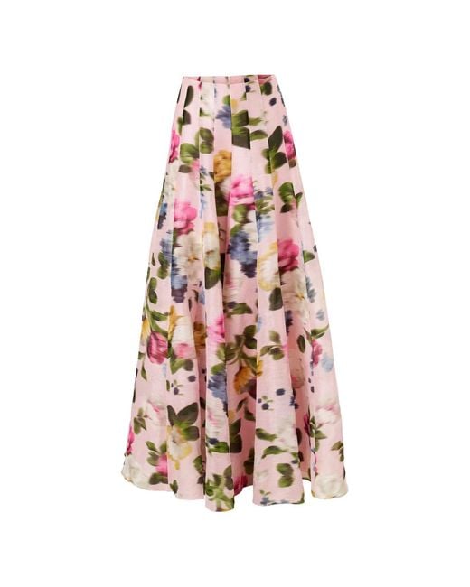 Carolina Herrera White Iris Floral-Print Trousers