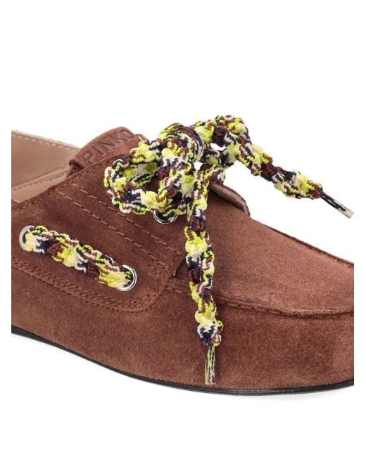 Pinko Brown Lace-Up Loafers
